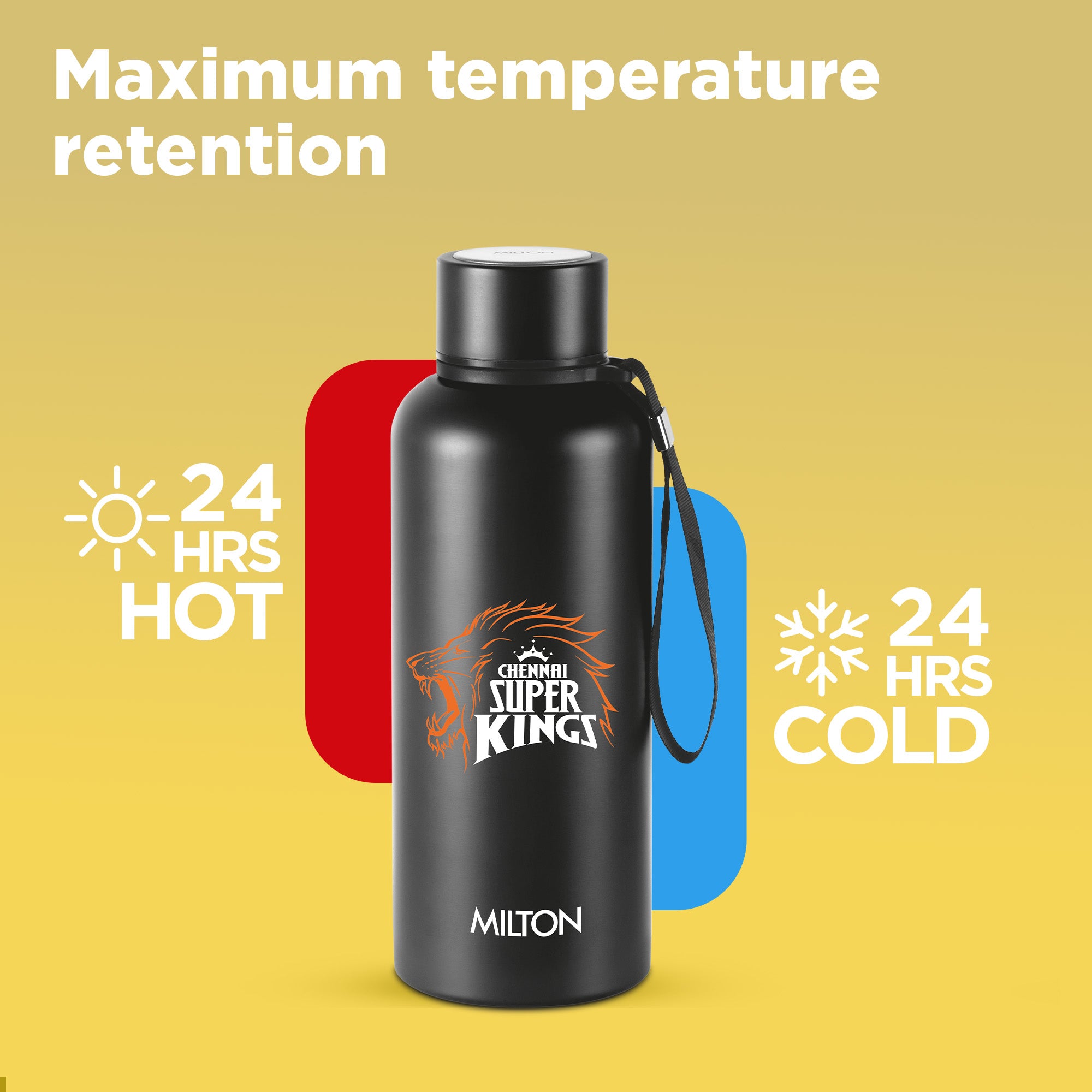 Sports Aura UV Printing Thermosteel Bottle - Chennai Super Kings (CSK) - Milton