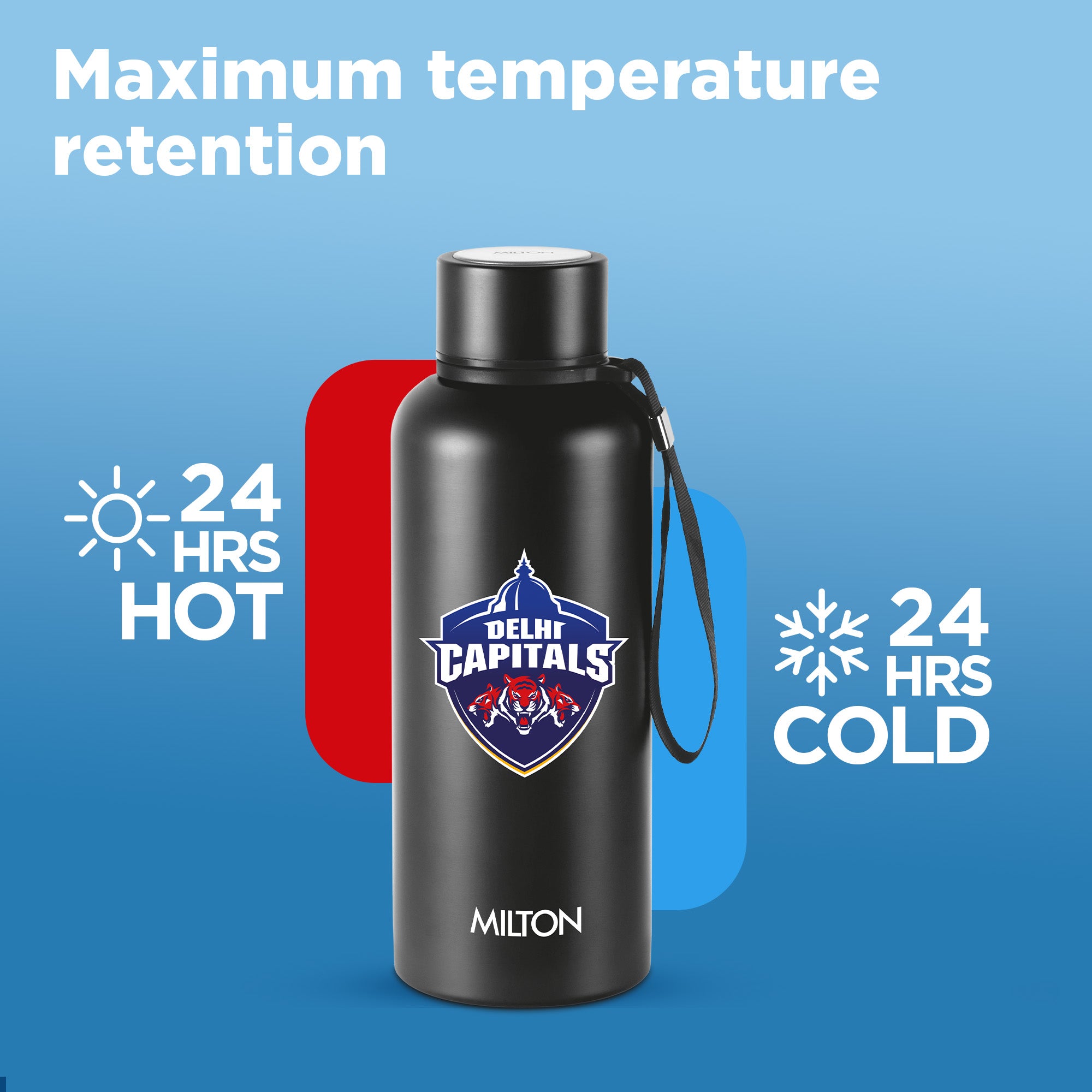Sports Aura UV Printing Thermosteel Bottle - Delhi Capitals (DC) - Milton