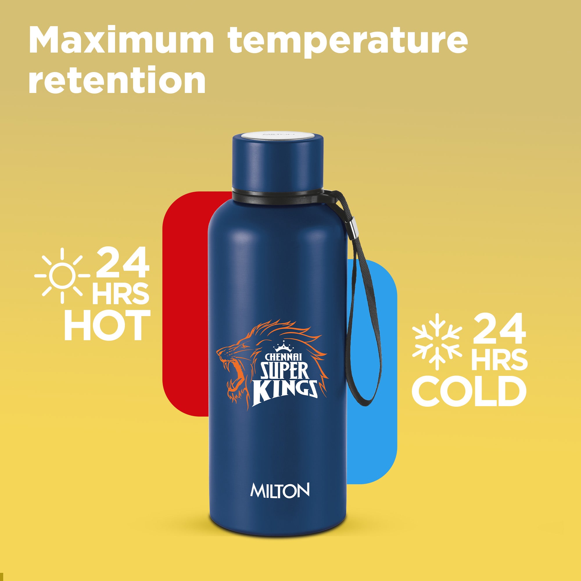 Sports Aura UV Printing Thermosteel Bottle - Chennai Super Kings (CSK) - Milton