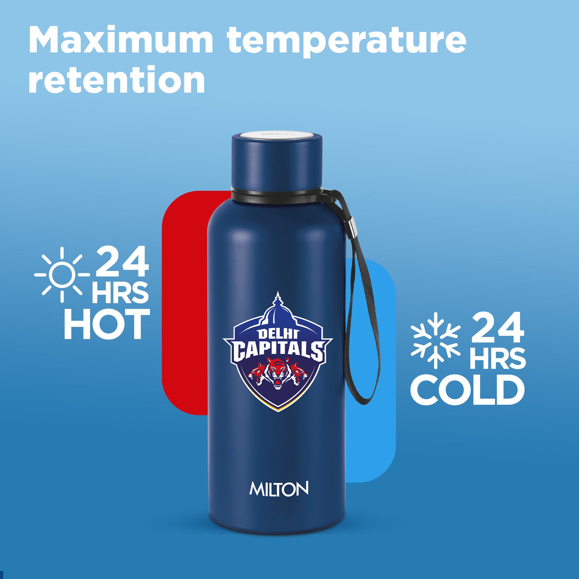 Sports Aura UV Printing Thermosteel Bottle - Delhi Capitals (DC) - Milton