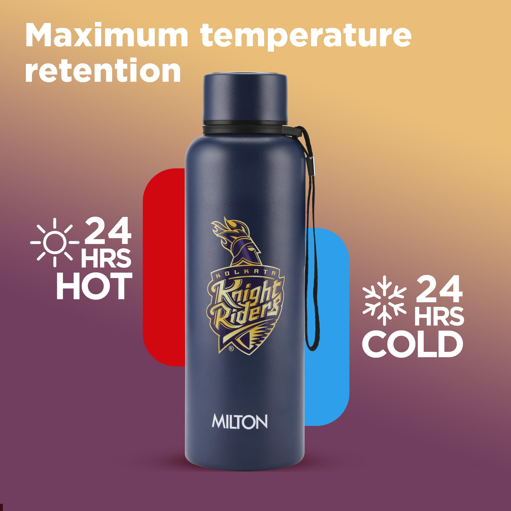 Sports Aura UV Printing Thermosteel Bottle - Kolkata Knight Riders (KKR) - Milton