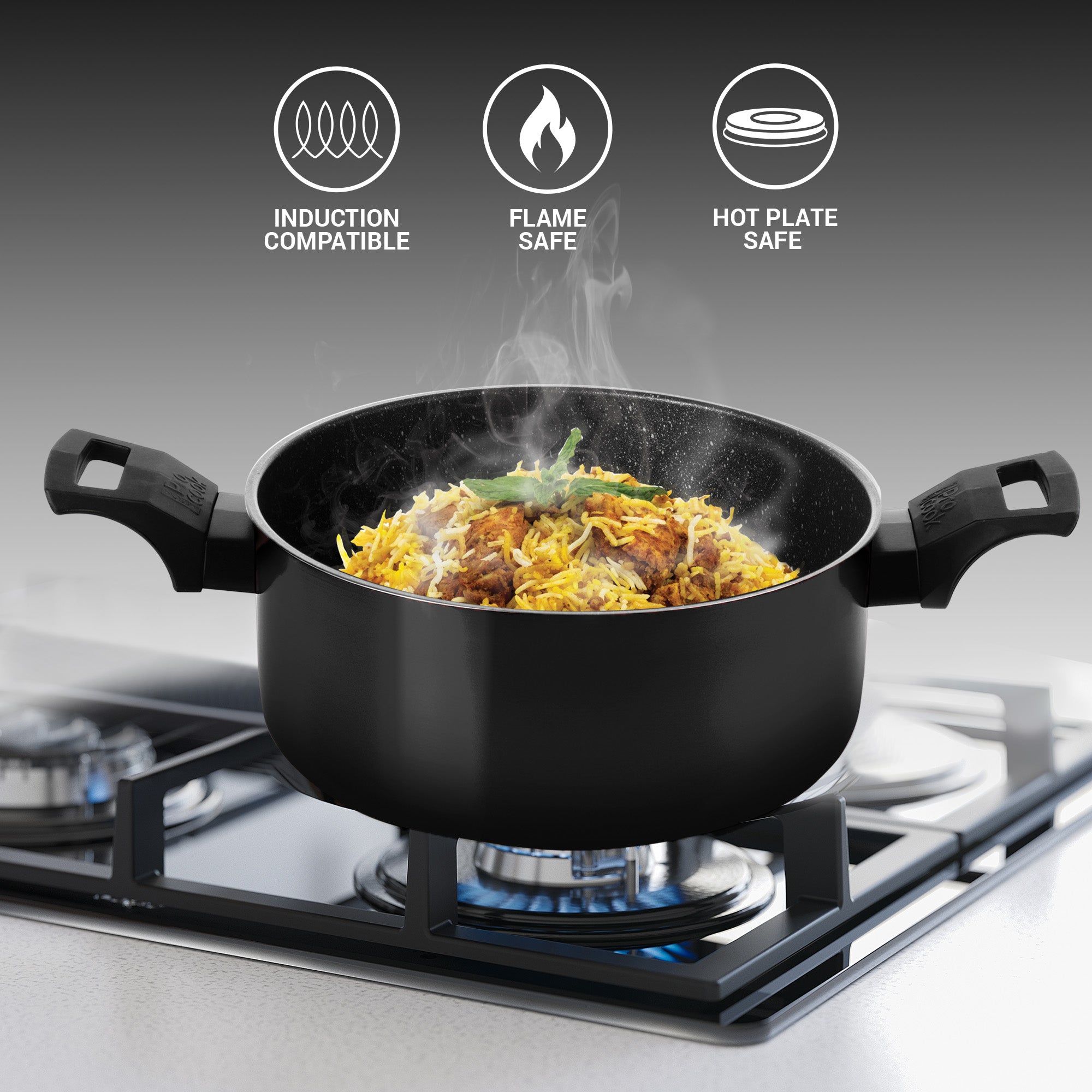 Biryani Pot With Glass Lid Granito Induction (Milton Procook)