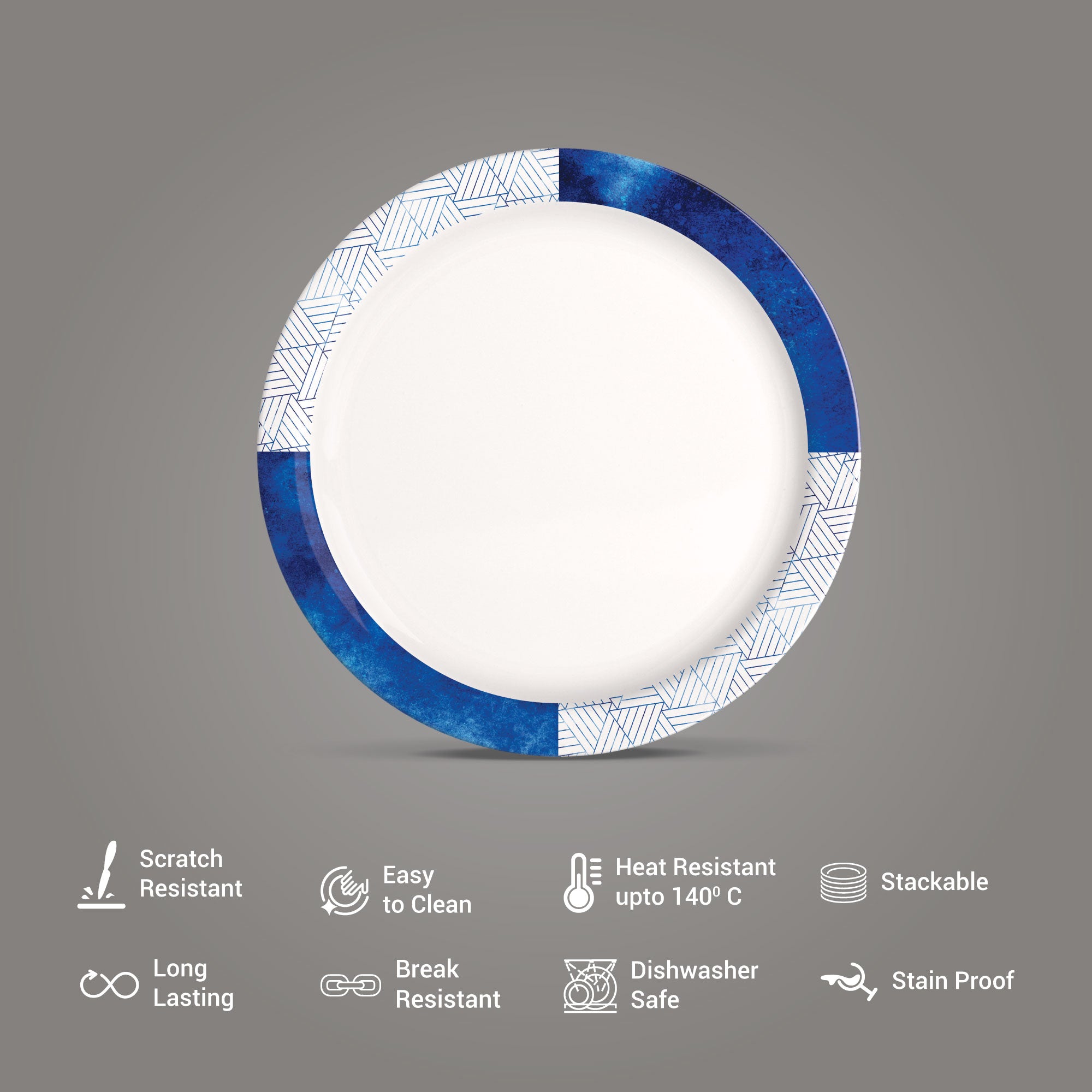 Lissome Dinner Set - Blue Geometry (Melamine)