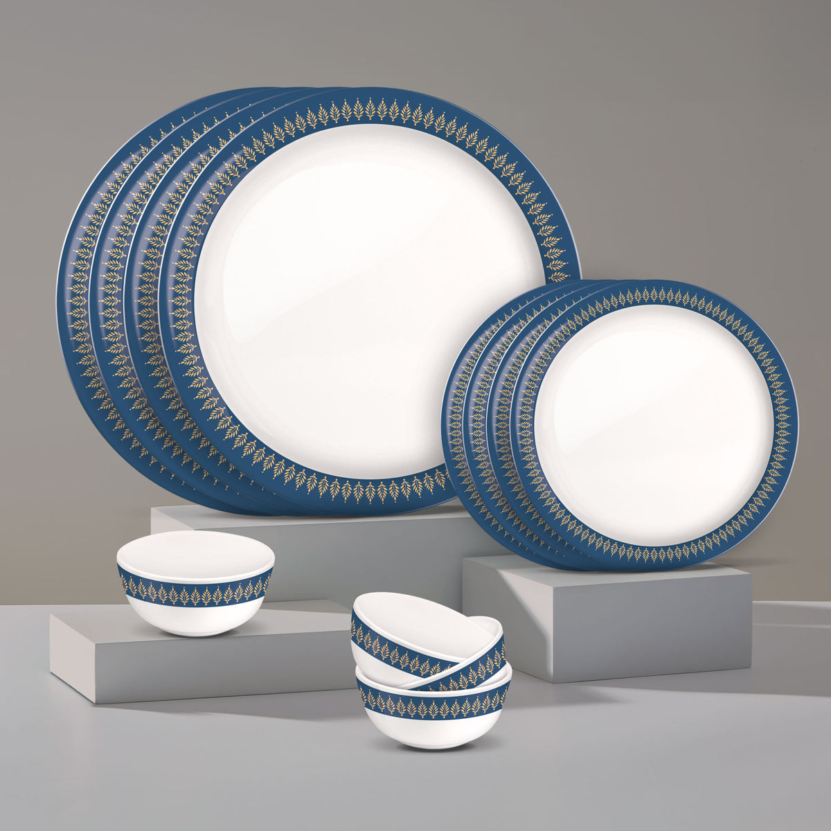 Lissome Dinner Set - Blue Lux (Melamine) - 12 Pcs Set