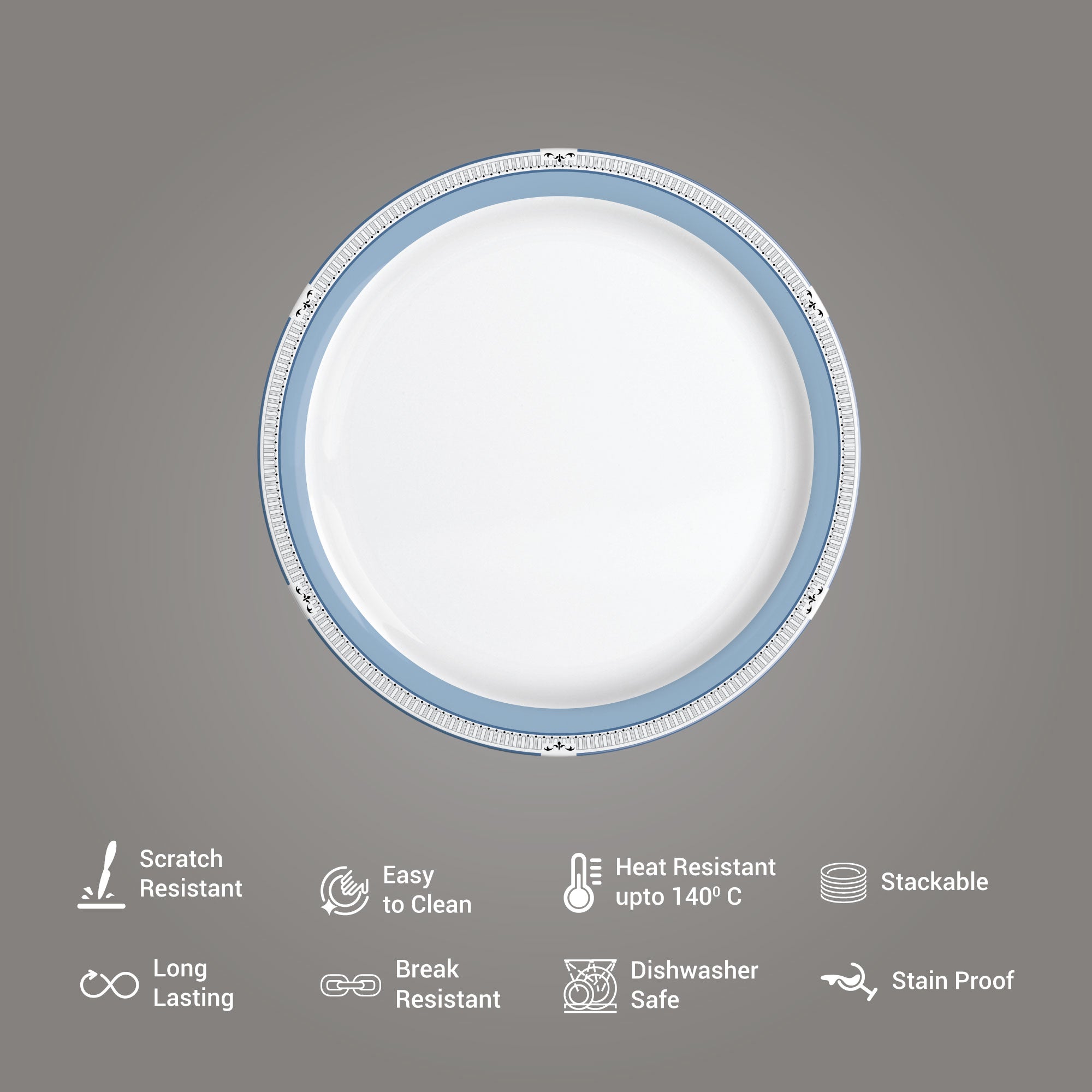 Lissome Dinner Set - Blue Elegance (Melamine)