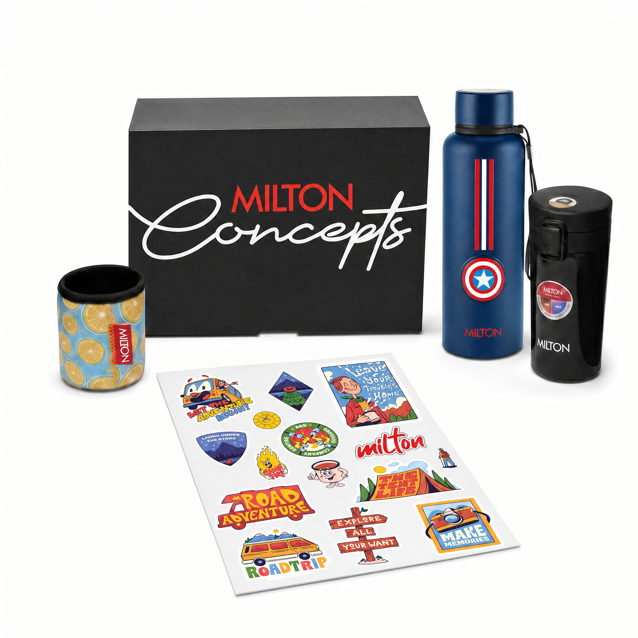 {Dark Blue - Captain America | Black | Blue Lime & Adventure Sticker}