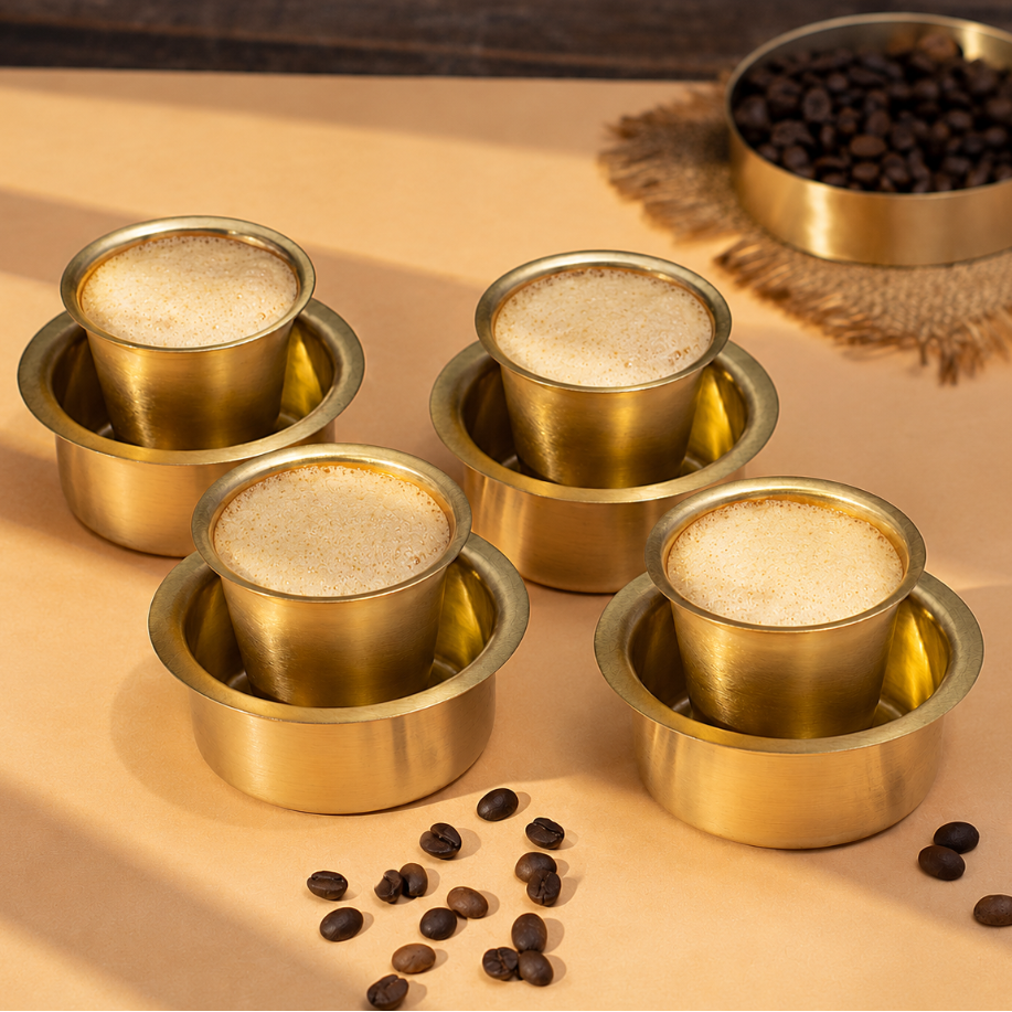 Brass Dabara Tumbler Set of 4 (Milton Concepts)