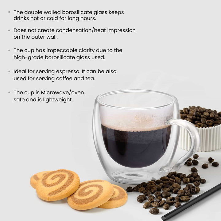 Double Wall Expresso Glass Cup Features