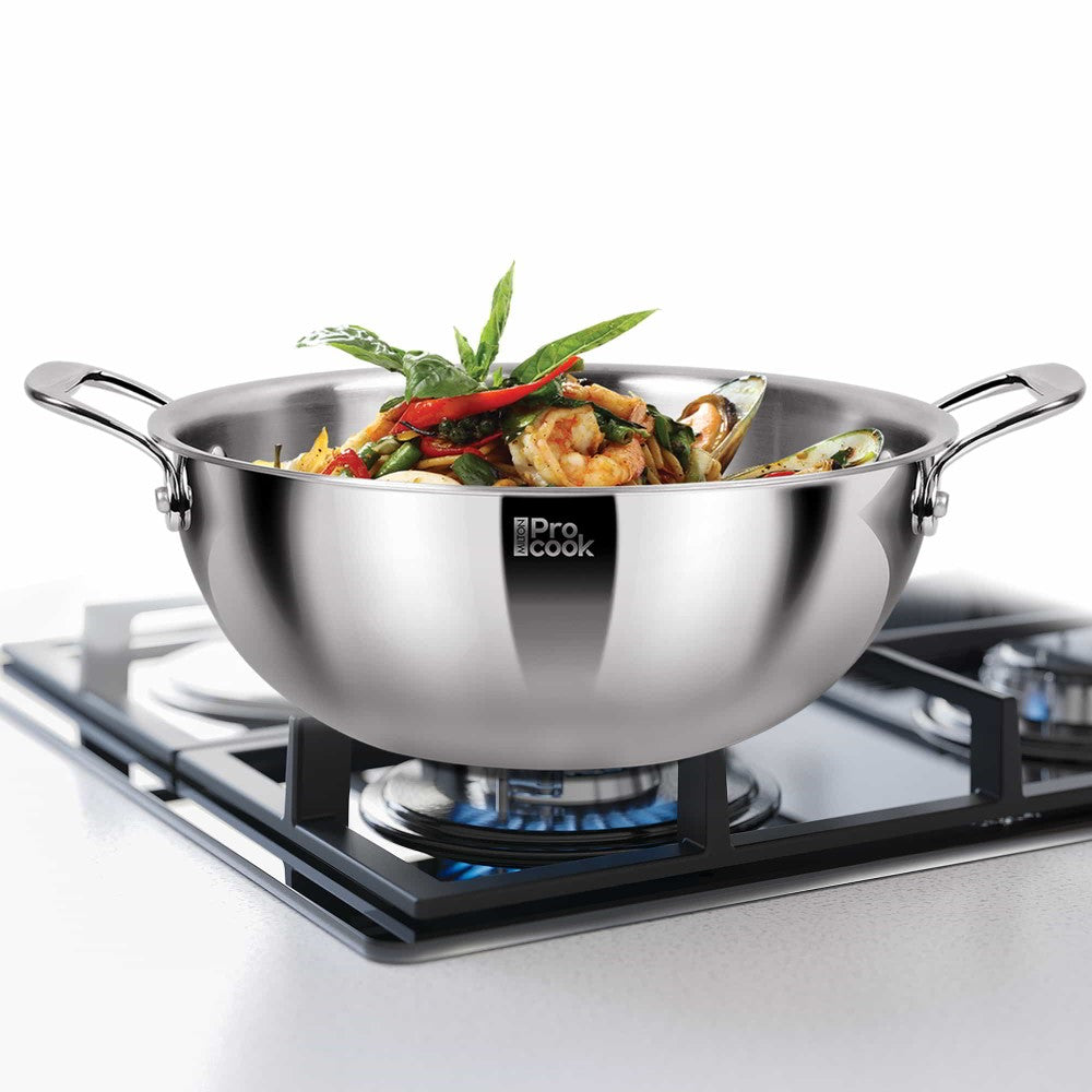 Deep Kadhai With Lid Ss Triply (Milton Procook)
