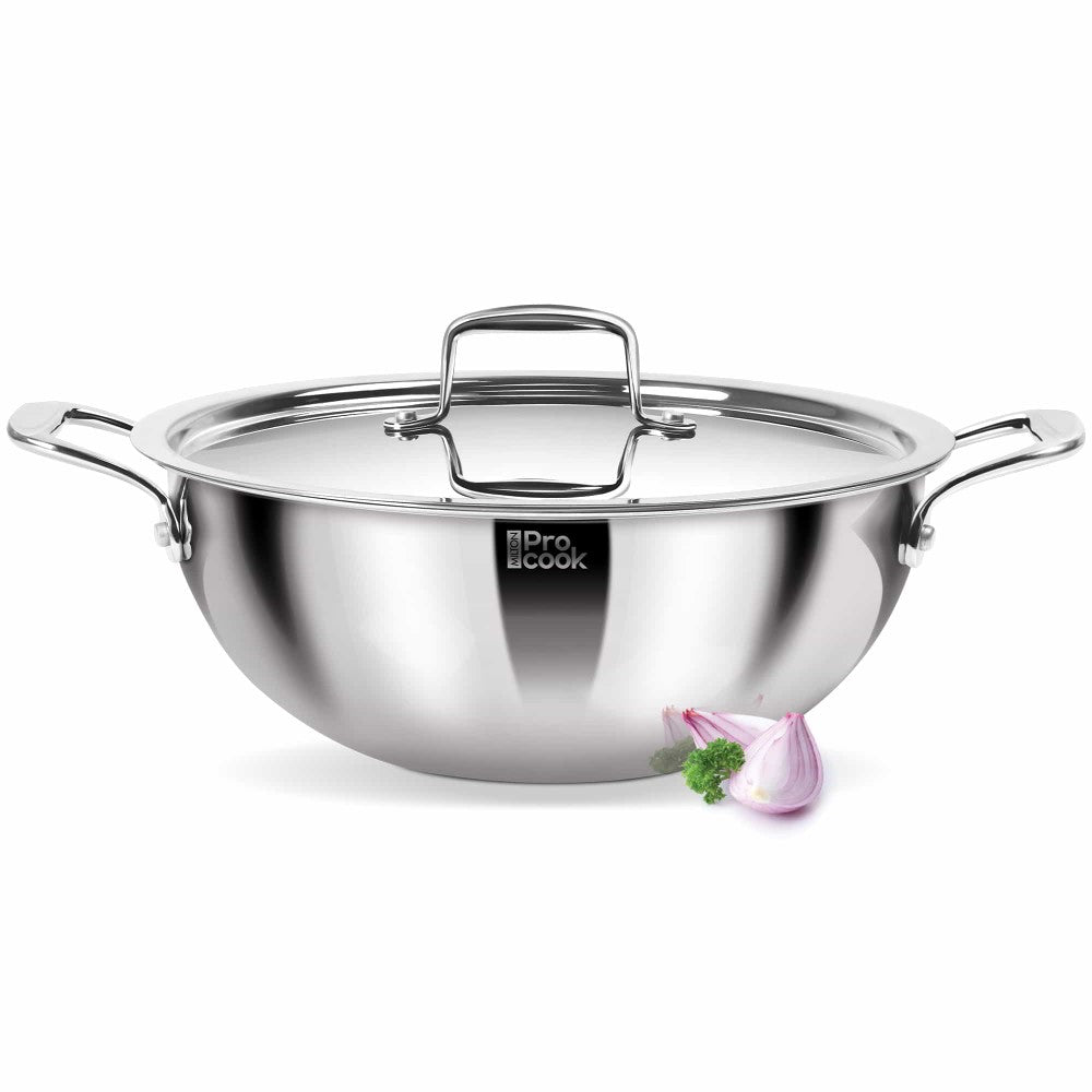 Milton ProCook Deep Kadhai With Lid Ss Triply