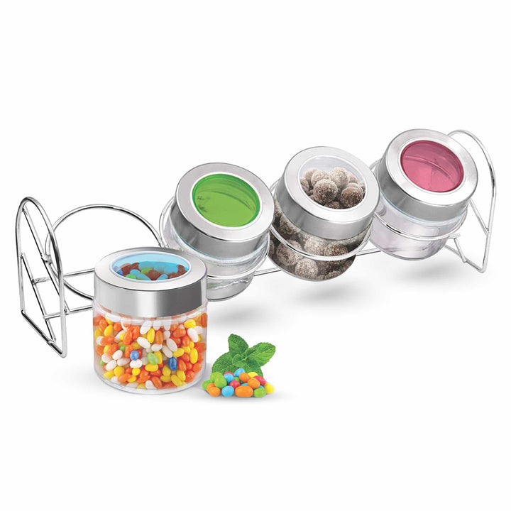Delfy Jar Set With Metal Stand