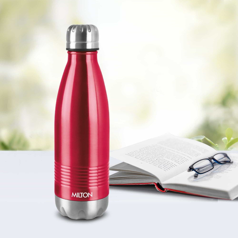 Milton Plain Lid 500 Thermosteel 24 Hours Hot and Cold Water Bottle, 1  Piece, 500 ml, Silver | Leak Proof | Office Bottle | Gym Bottle | Home 