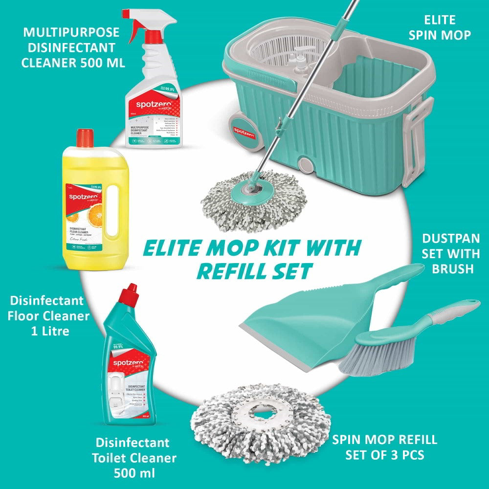 Elite Mop Floor Cleaning Kit with added Refill (Spotzero by Milton)