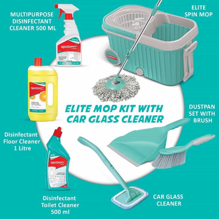Elite Mop Kit with Car Glass Cleaner (Spotzero by Milton)