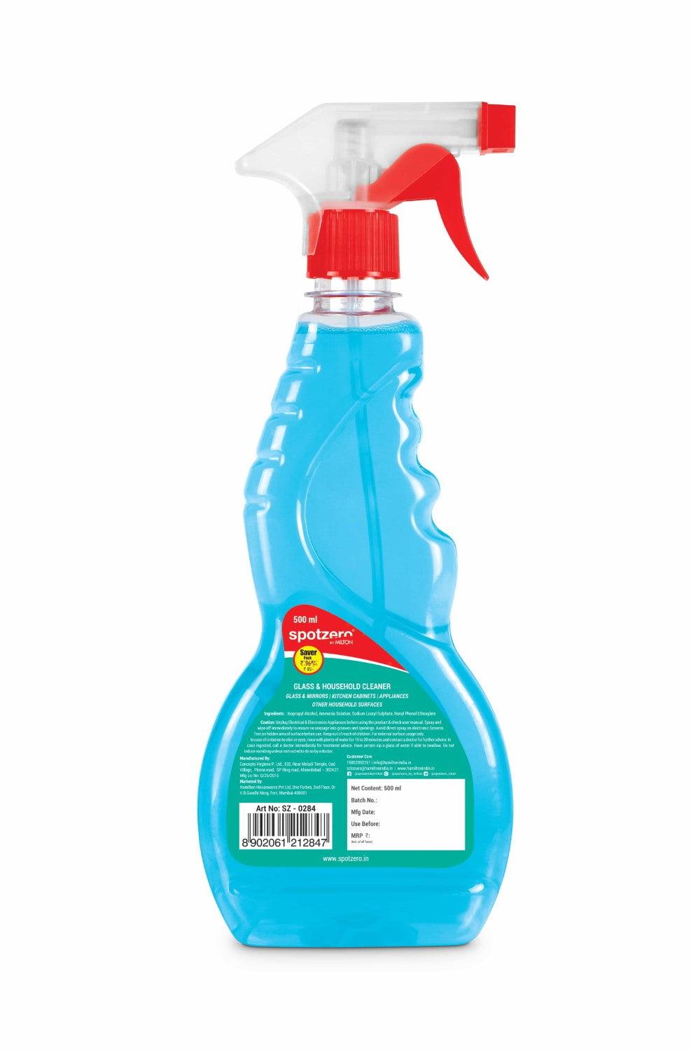 Glass Cleaner (Spotzero by Milton) - Aqua Green / 500 ml / 1 Unit