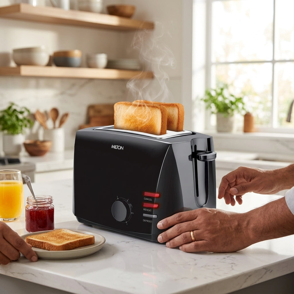Gold Crust 2-Slice Pop Up Toaster (Milton Appliances) - 2-Slice Pop Up / Black