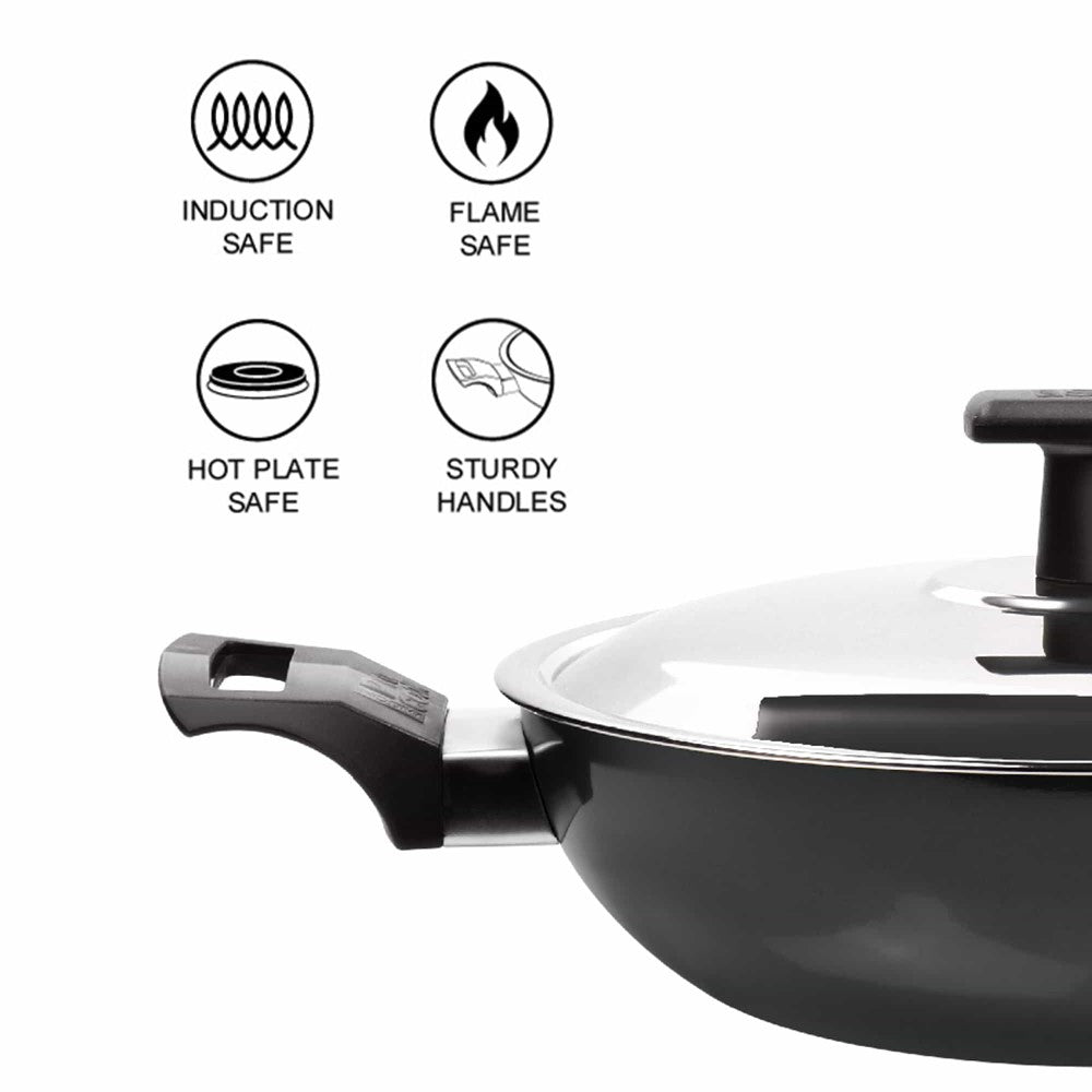 Kadhai Hard Anodized with Stainless Steel Lid (Milton Procook)