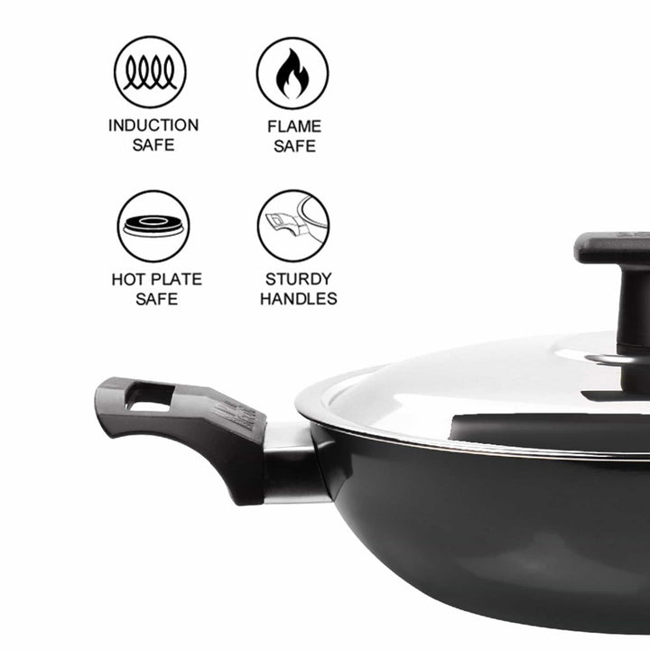 Kadhai Hard Anodized with Stainless Steel Lid (Milton Procook)