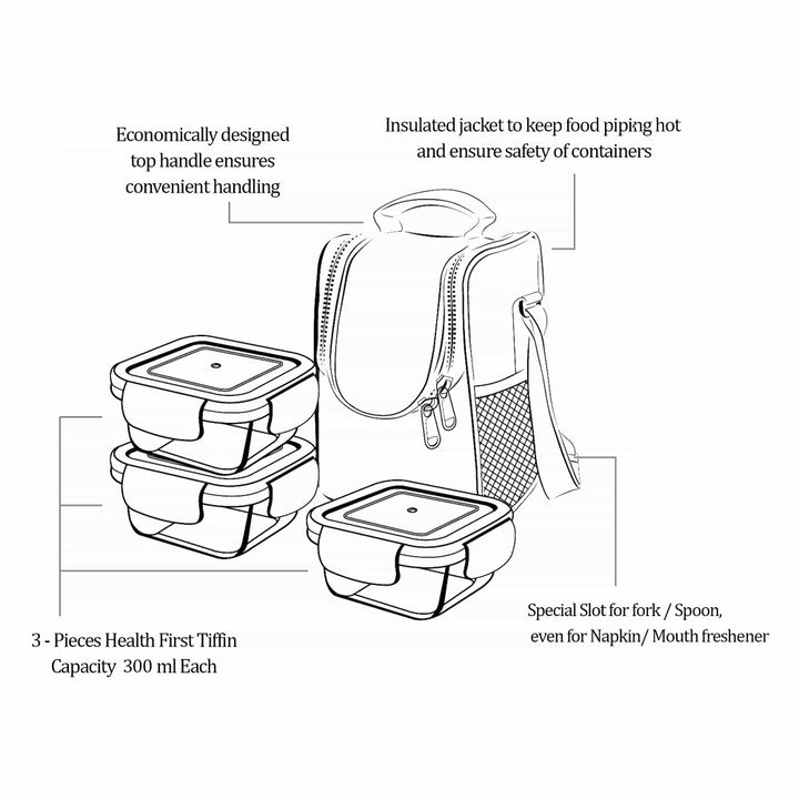 Health First Tiffin Round Glass Tiffin (Treo by Milton)