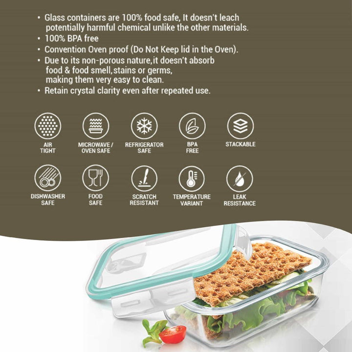 Hi Borosilicate Clip Fresh Rectangular Container Features