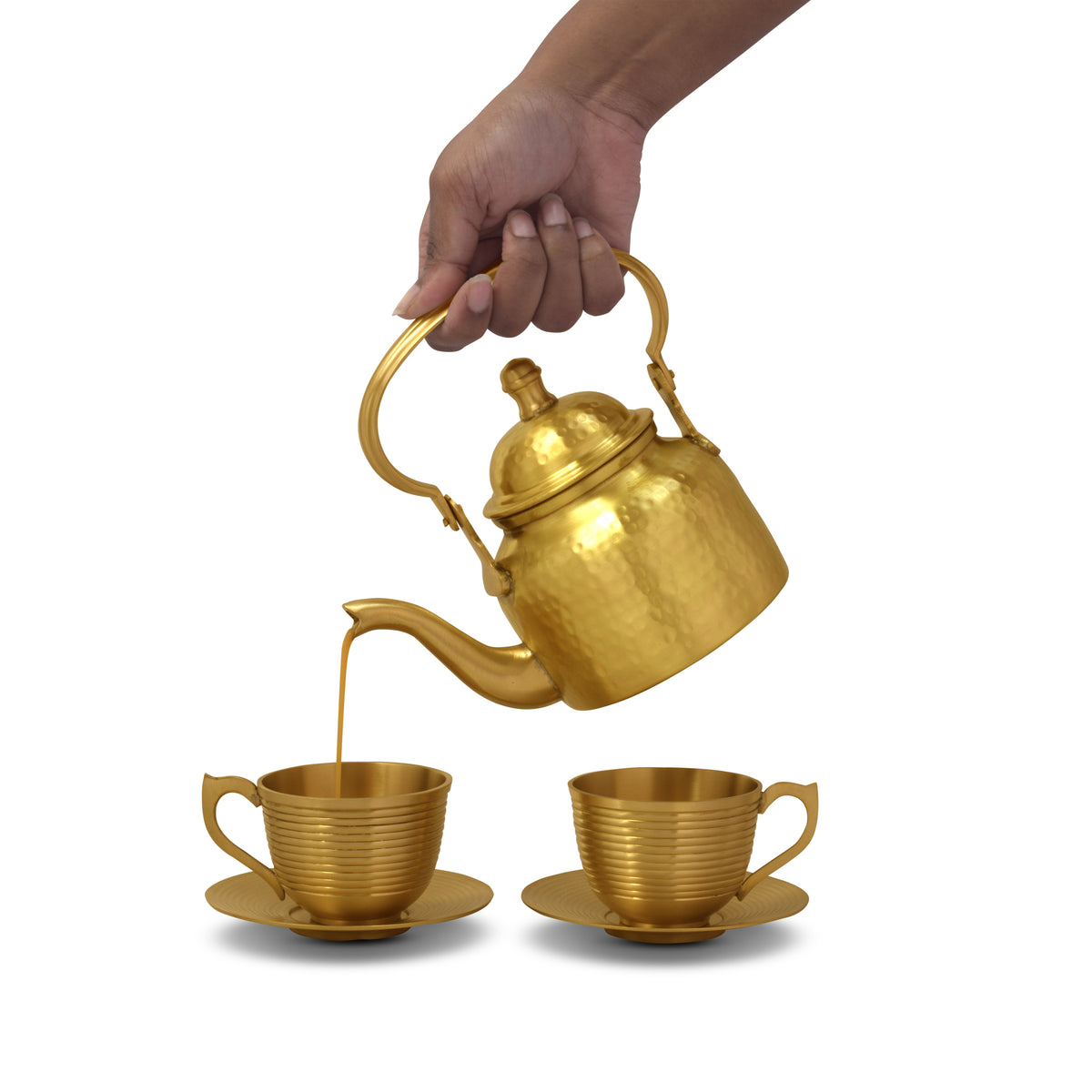 Brass Tea Kettle & Cup Saucer Set (Milton Concepts)