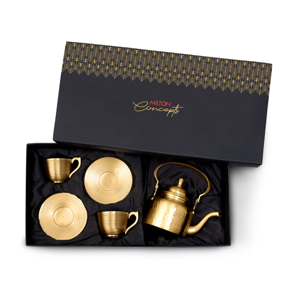 Brass Tea Kettle & Cup Saucer Set (Milton Concepts)