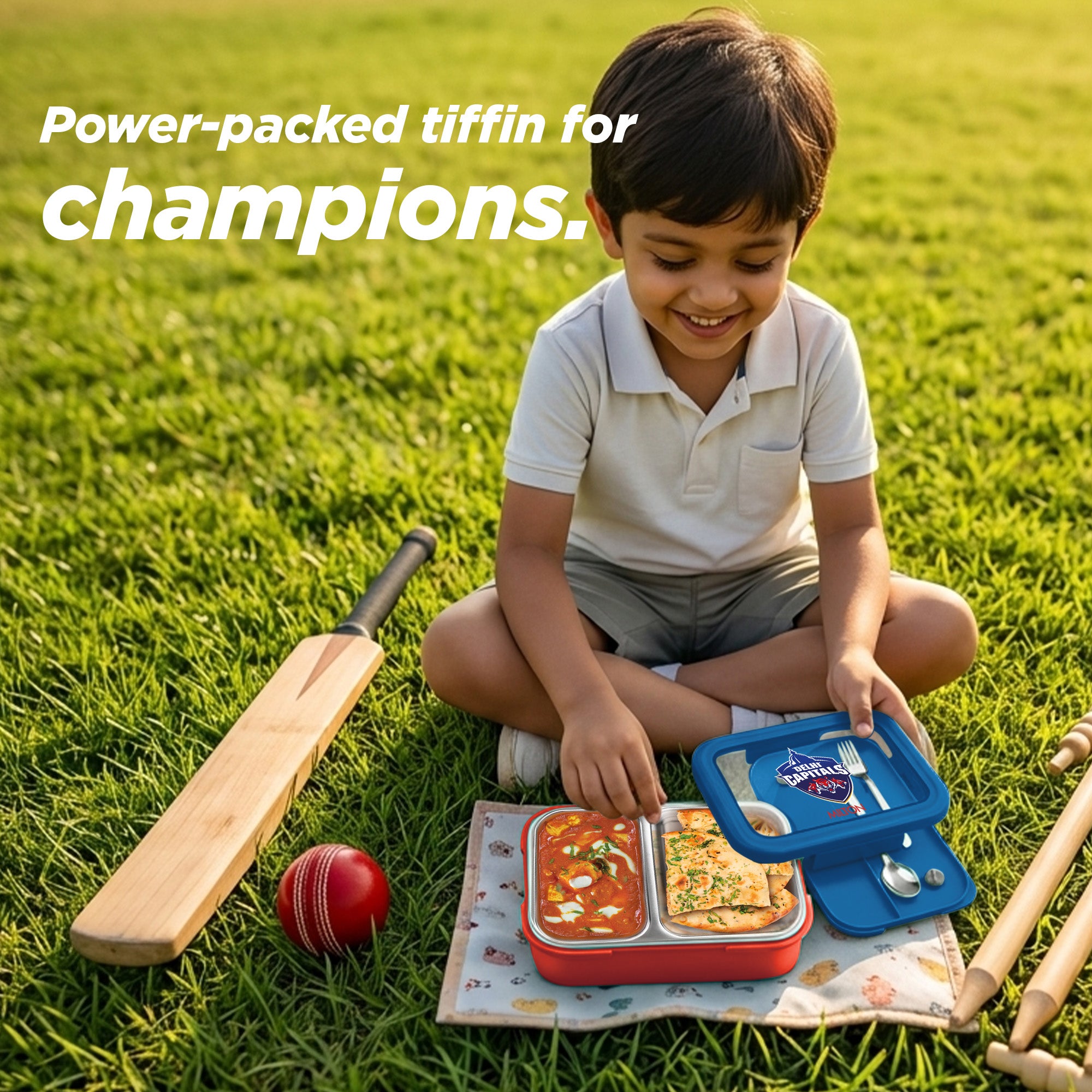 Sports Ethan 2 UV Printing Steel Thermoware Lunchbox - Delhi Capitals (DC) - Milton