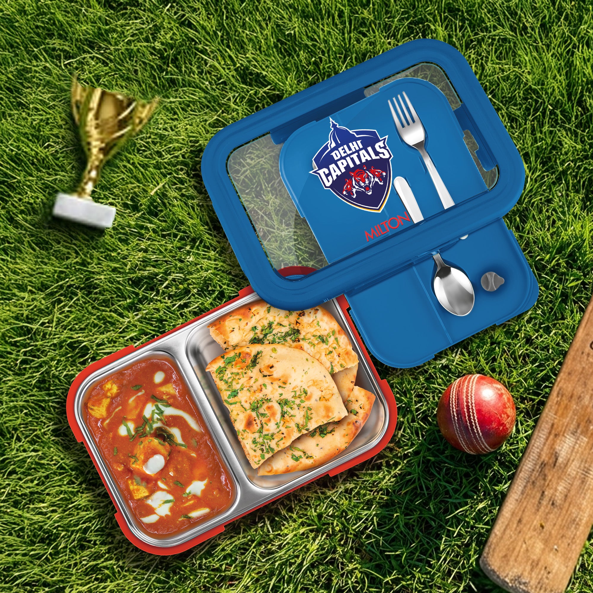 Sports Ethan 2 UV Printing Steel Thermoware Lunchbox - Delhi Capitals (DC) - Milton