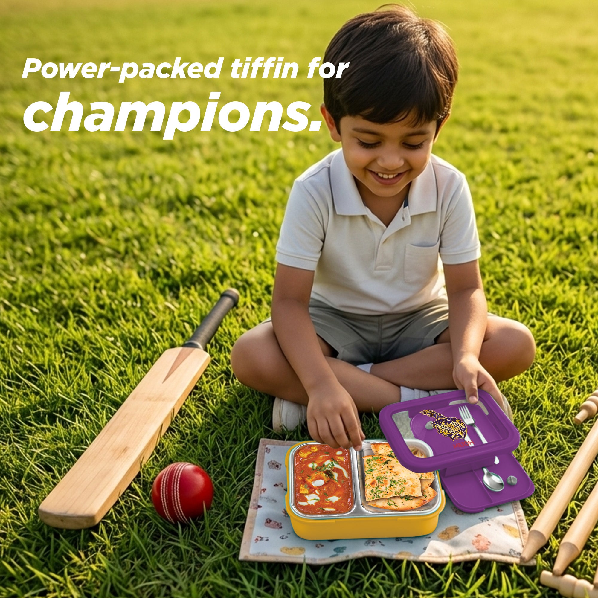 Sports Ethan 2 UV Printing Steel Thermoware Lunchbox - Kolkata Knight Riders (KKR) - Milton