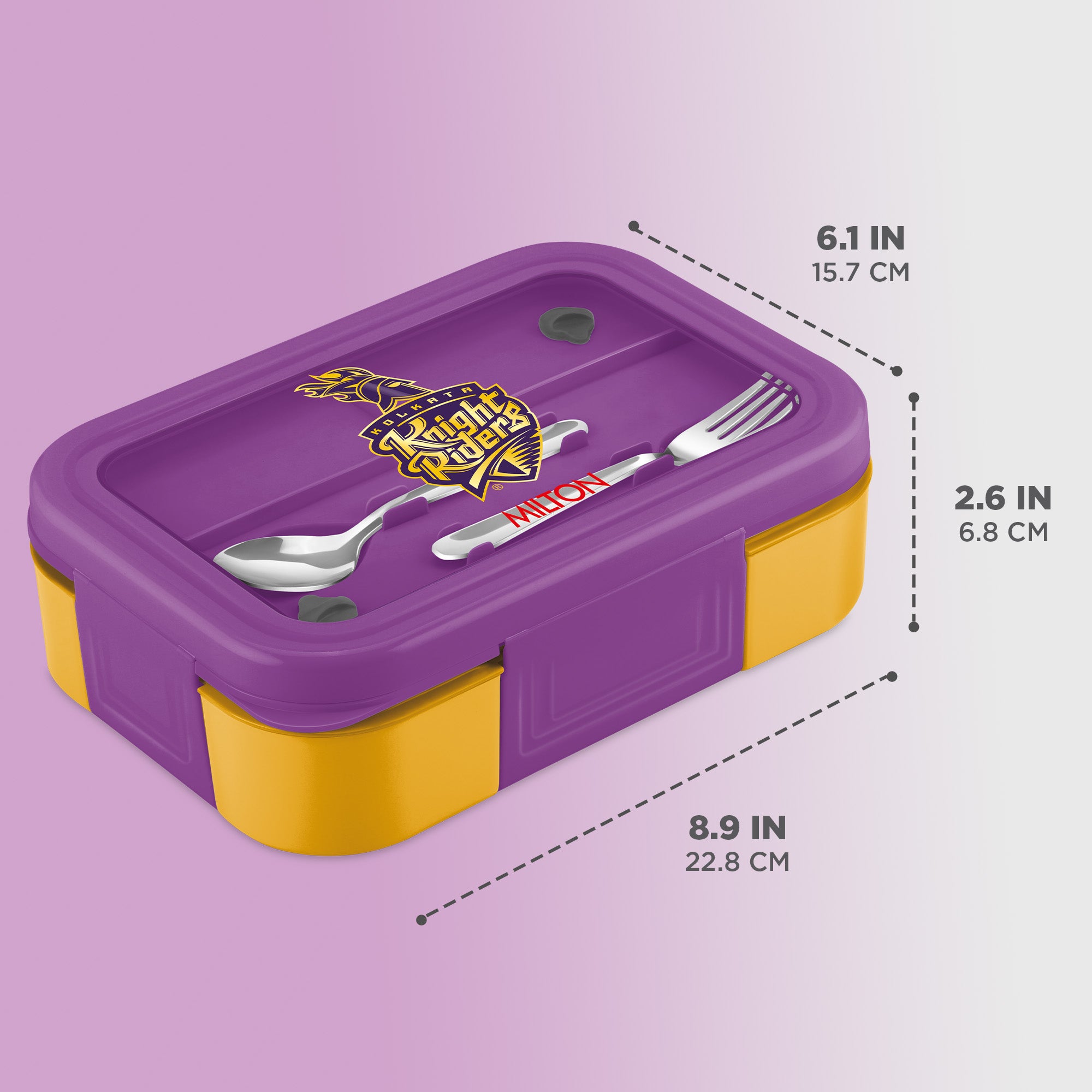 Sports Ethan 2 UV Printing Steel Thermoware Lunchbox - Kolkata Knight Riders (KKR) - Milton