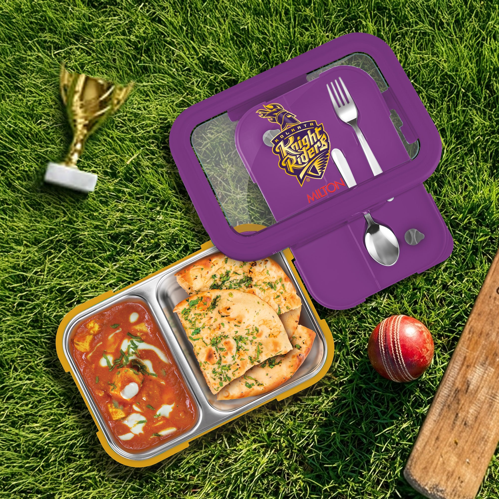 Sports Ethan 2 UV Printing Steel Thermoware Lunchbox - Kolkata Knight Riders (KKR) - Milton