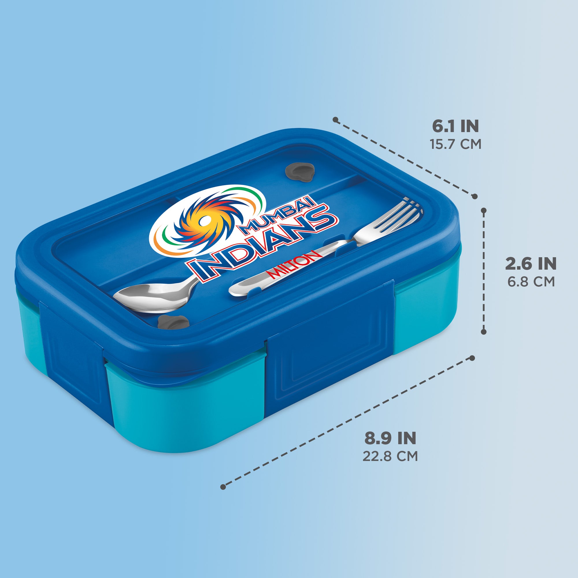 Sports Ethan 2 UV Printing Steel Thermoware Lunchbox - Mumbai Indians (MI) - Milton