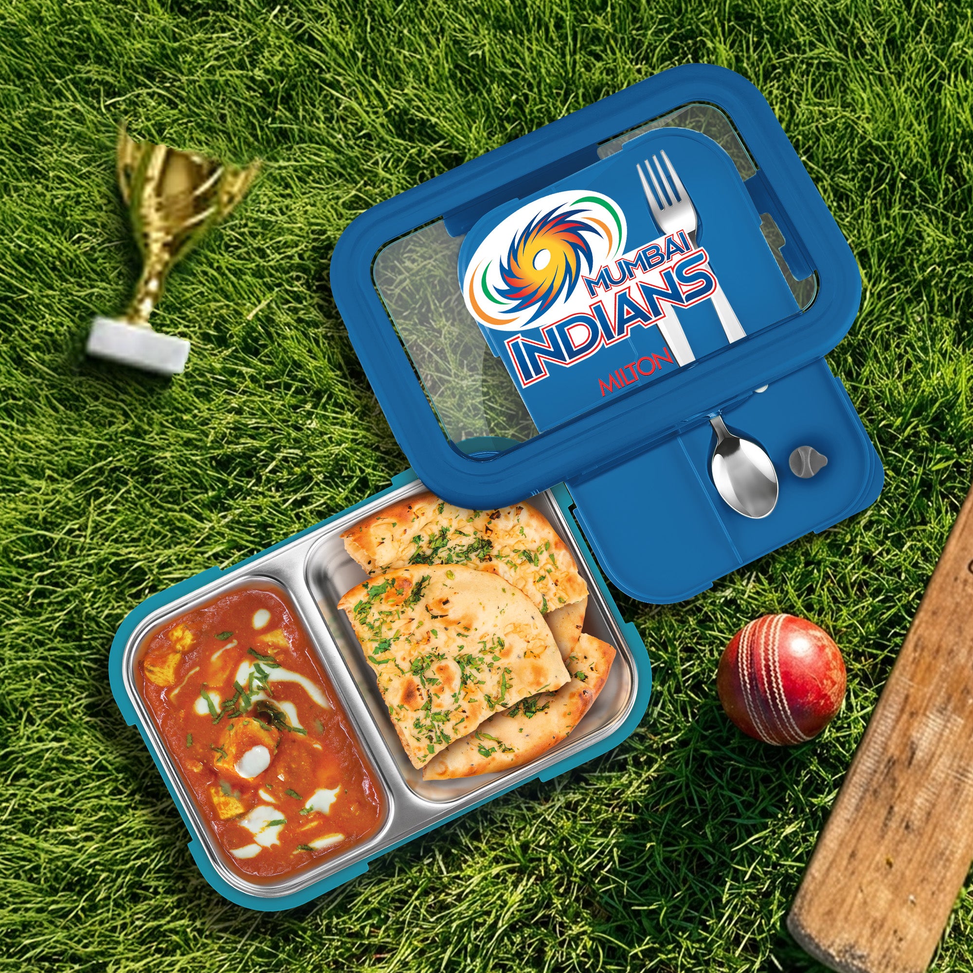 Sports Ethan 2 UV Printing Steel Thermoware Lunchbox - Mumbai Indians (MI) - Milton