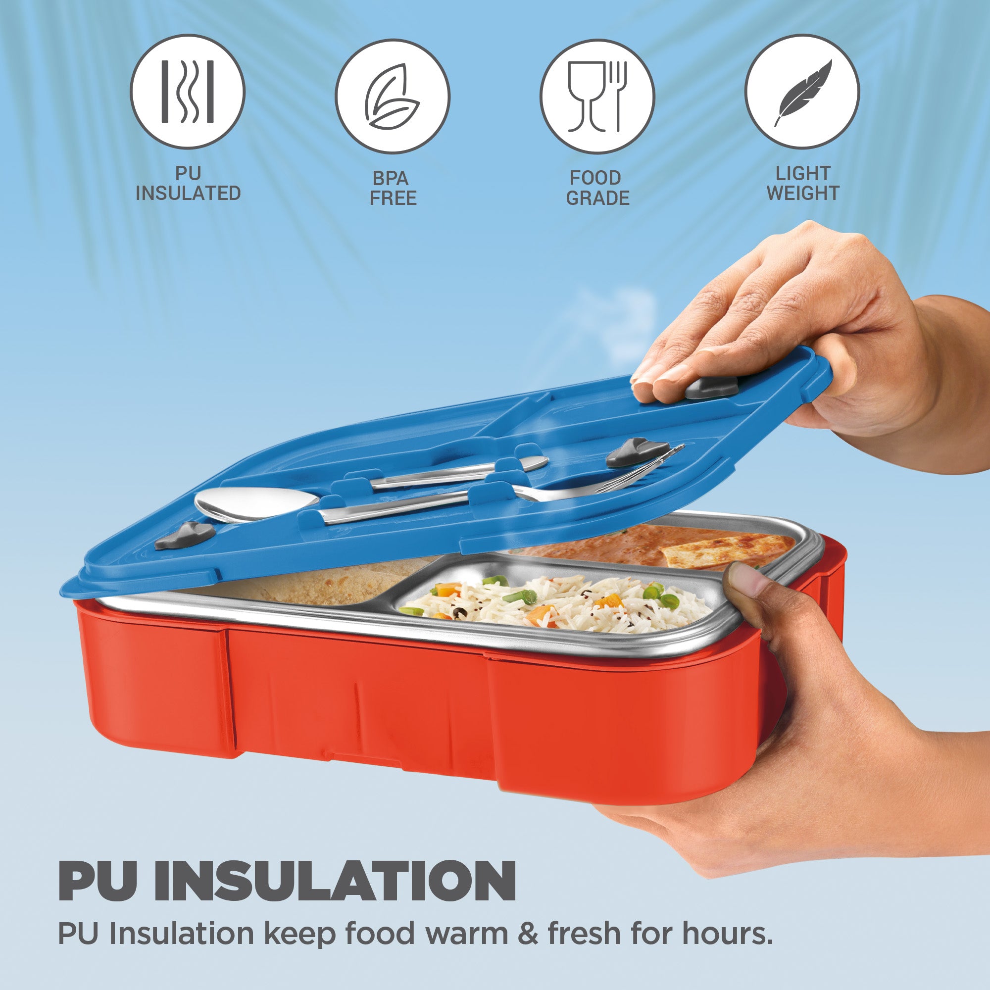 Sports Ethan 3 UV Printing Steel Thermoware Lunchbox - Delhi Capitals (DC) - Milton
