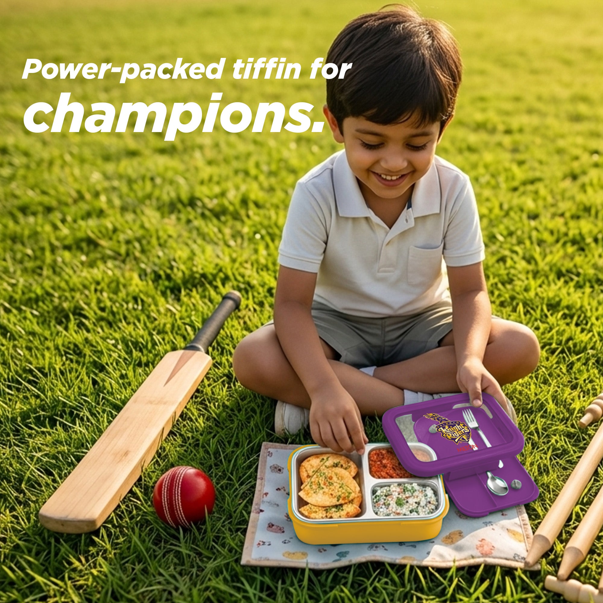 Sports Ethan 3 UV Printing Steel Thermoware Lunchbox - Kolkata Knight Riders (KKR) - Milton