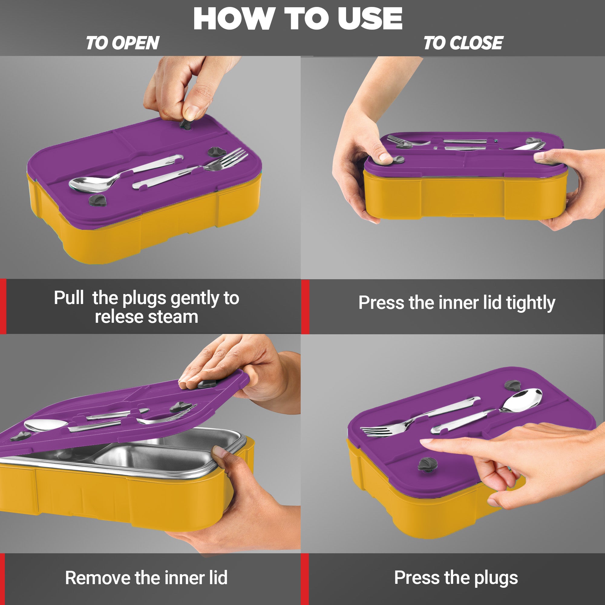 Sports Ethan 3 UV Printing Steel Thermoware Lunchbox - Kolkata Knight Riders (KKR) - Milton