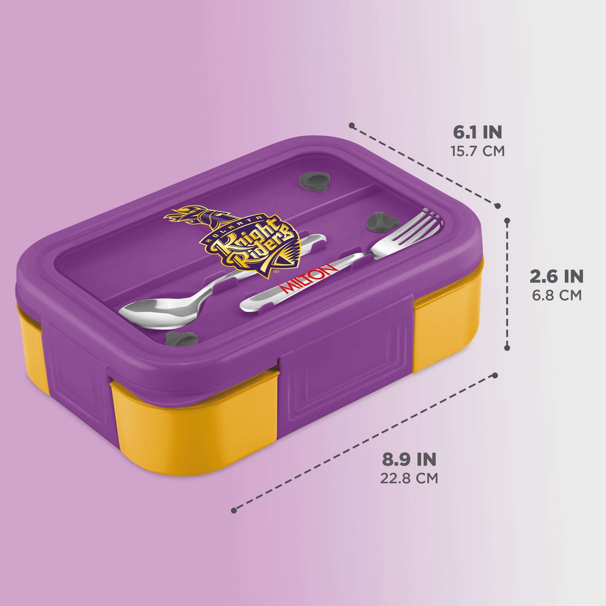 Sports Ethan 3 UV Printing Steel Thermoware Lunchbox - Kolkata Knight Riders (KKR) - Milton
