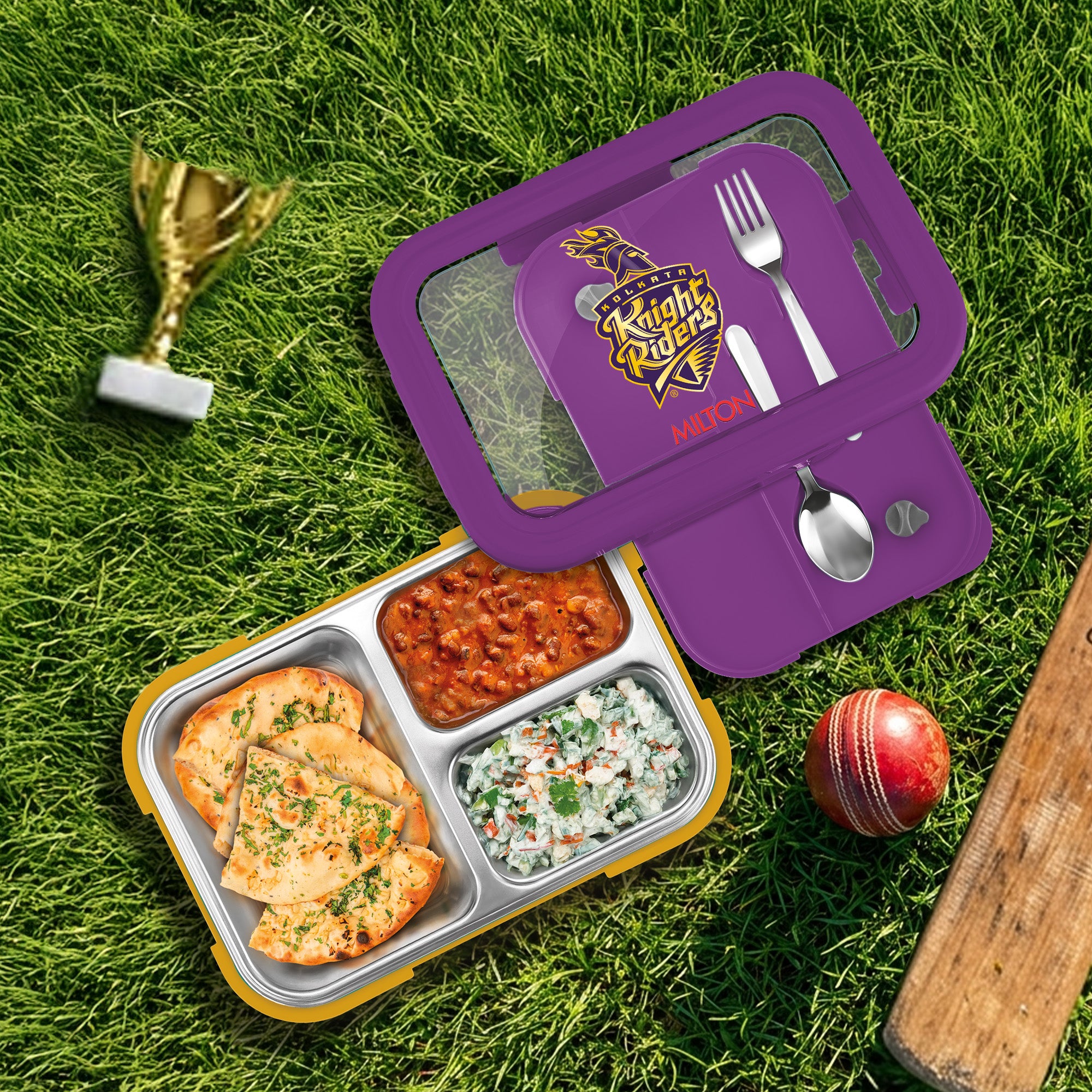 Sports Ethan 3 UV Printing Steel Thermoware Lunchbox - Kolkata Knight Riders (KKR) - Milton