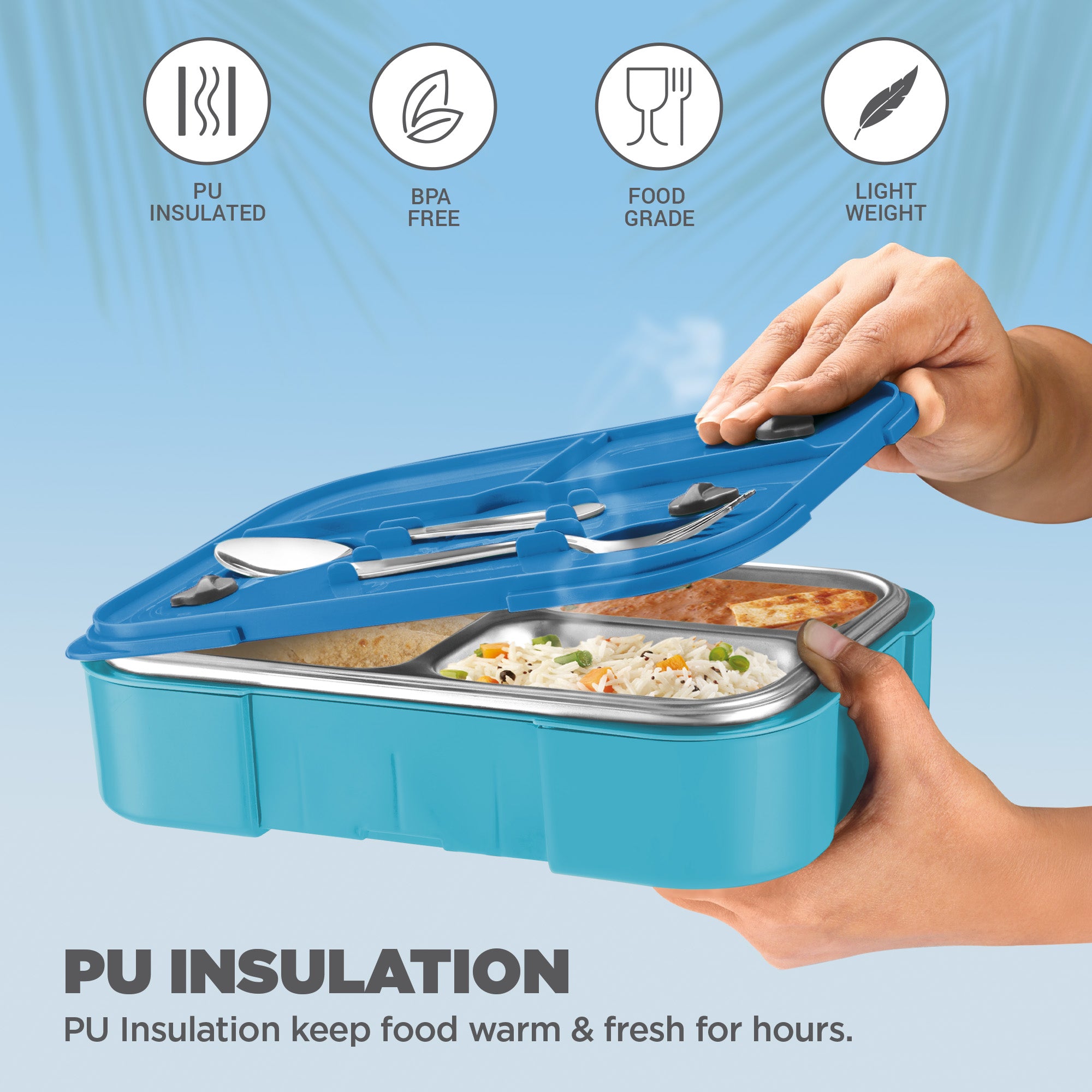 Sports Ethan 3 UV Printing Steel Thermoware Lunchbox - Mumbai Indians (MI) - Milton