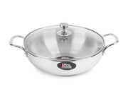 Milton ProCook Kadhai with Glass Lid Stainless Steel Sandwich Bottom