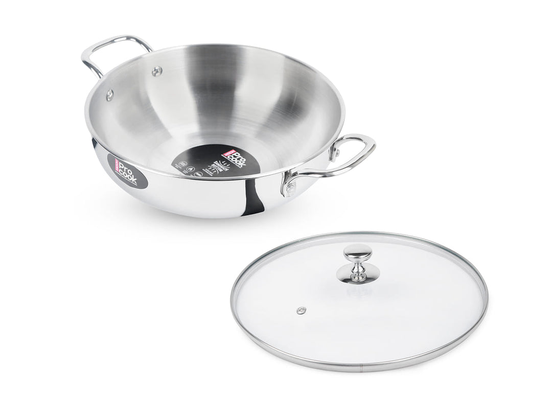 Kadhai with Glass Lid Stainless Steel Sandwich Bottom (Milton Procook)