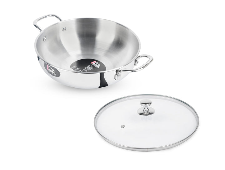 Kadhai with Glass Lid Stainless Steel Sandwich Bottom (Milton Procook)