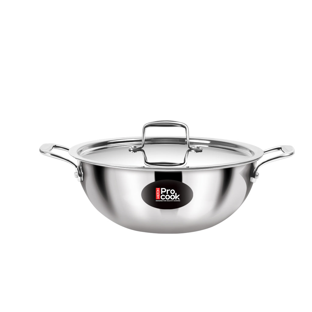 Triply Stainless Steel Kadhai with Lid (Milton Procook)