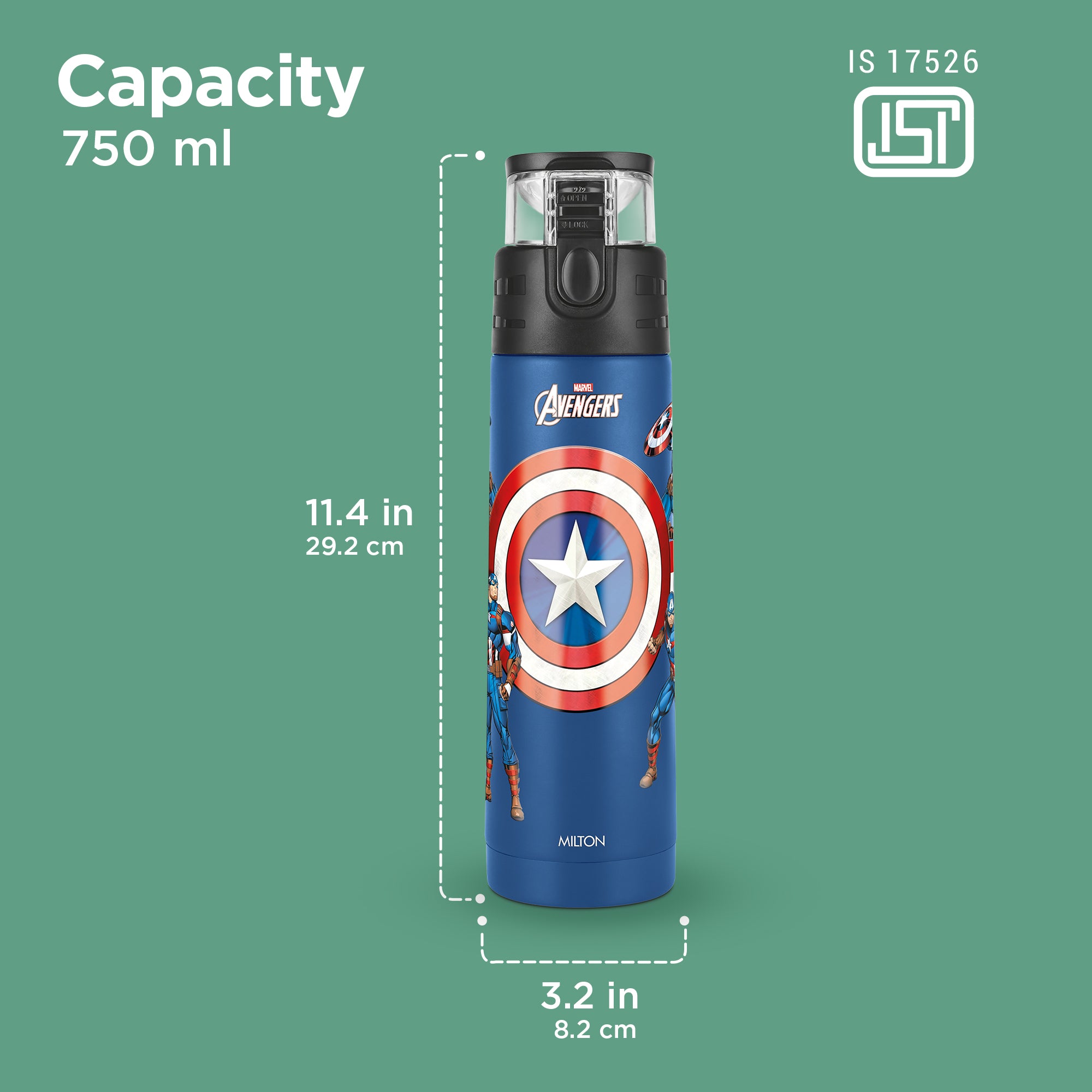 Marvel Mighty Captain America Thermosteel Bottle (Milton)