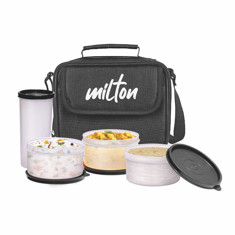 Meal Combi Insulated Tiffin With Water Glass (Milton) - Black