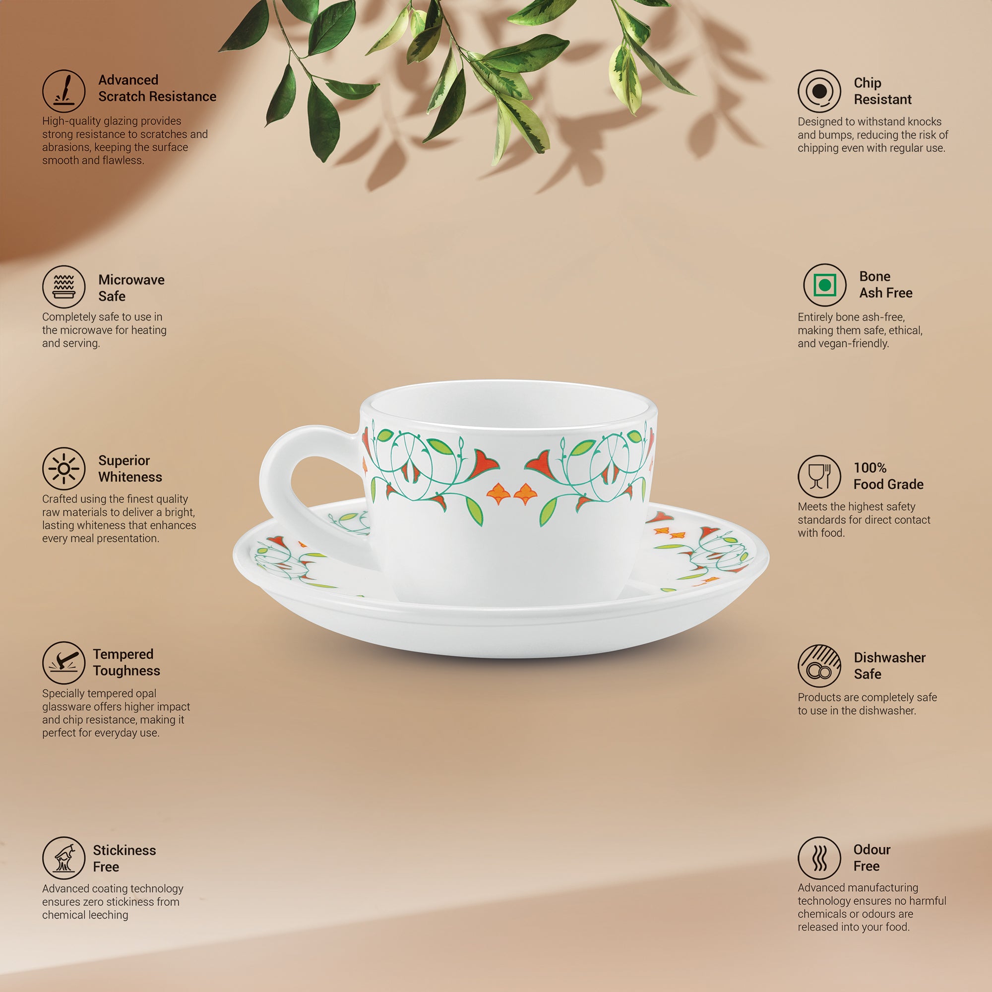 Ophelia 13 CL Cup Saucer Set - MEENA (Treo by Milton)