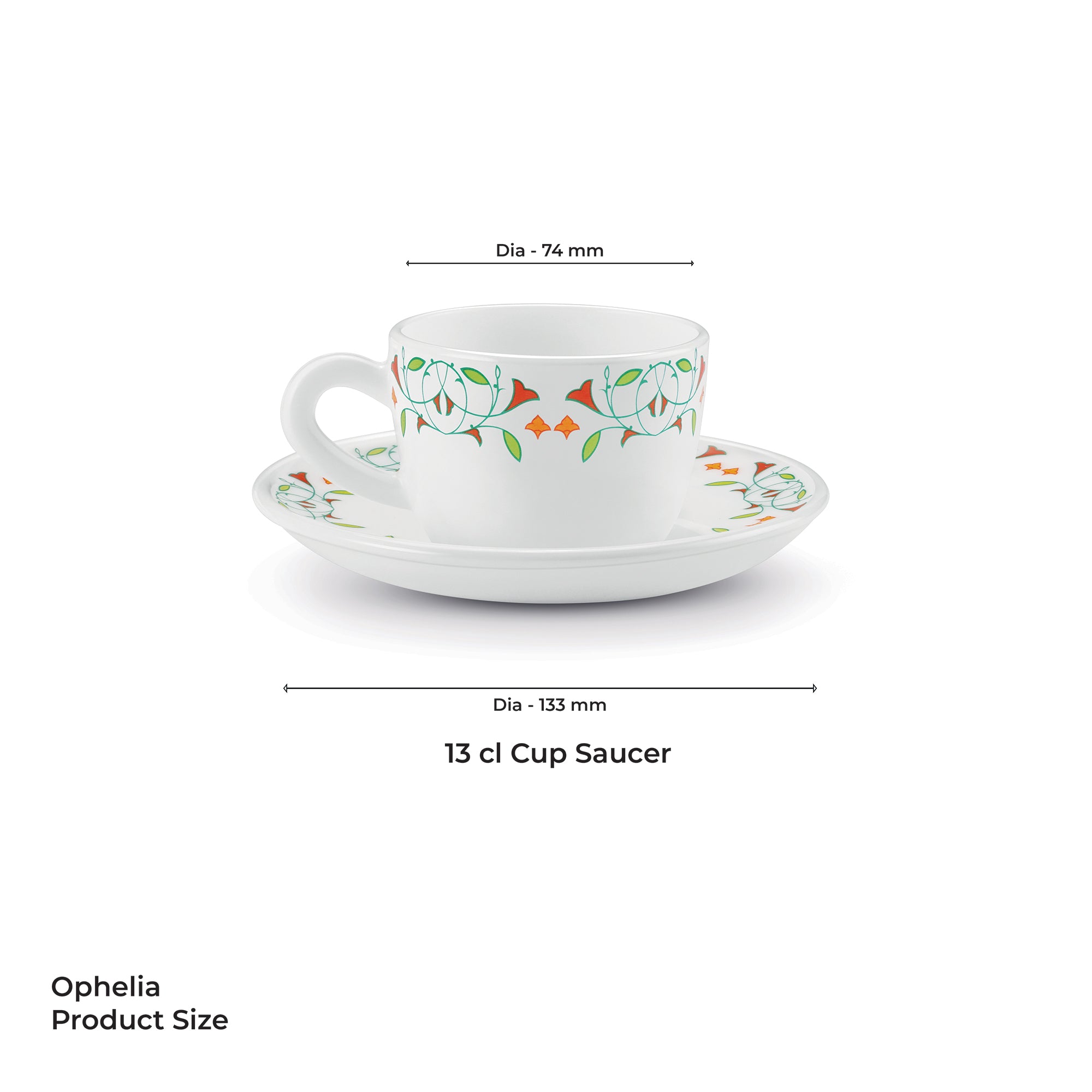 Ophelia 13 CL Cup Saucer Set - MEENA (Treo by Milton)