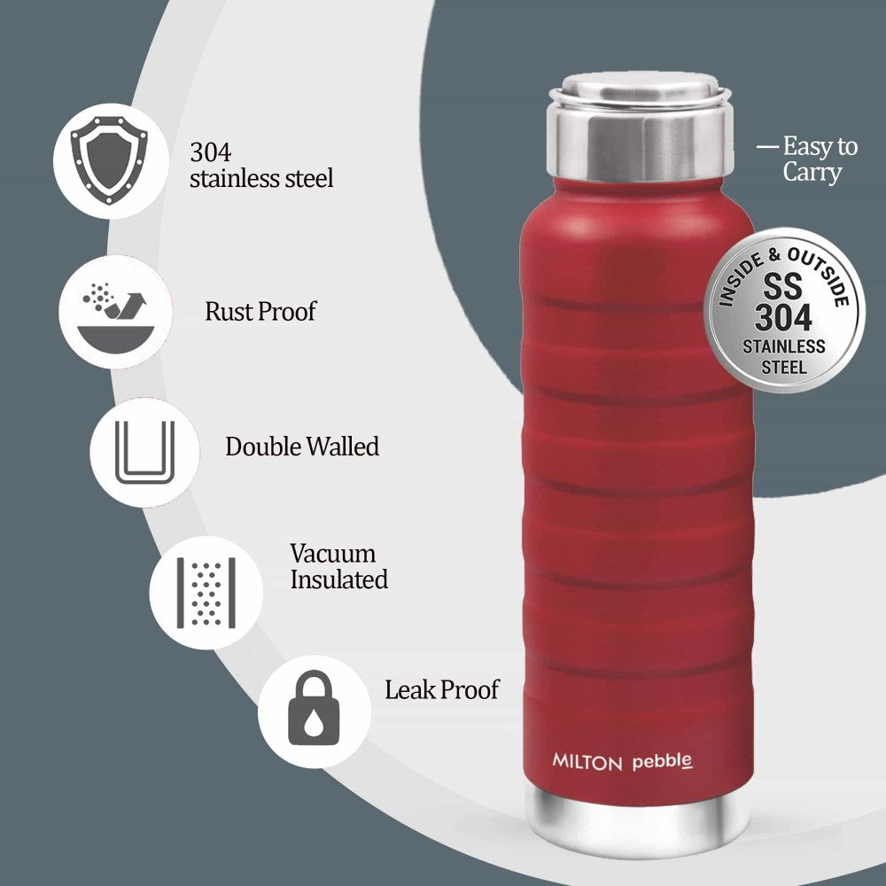 Pebble With Steel Lid Thermosteel Bottle Features