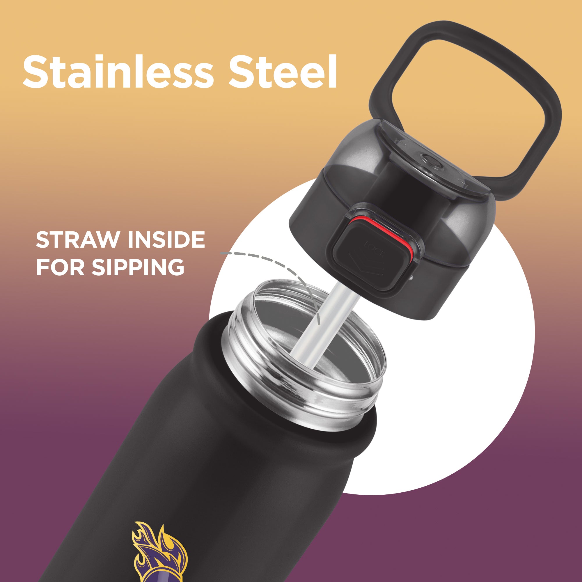 Sports Reva UV Printing Stainless Steel Bottle - Kolkata Knight Riders (KKR) - Milton