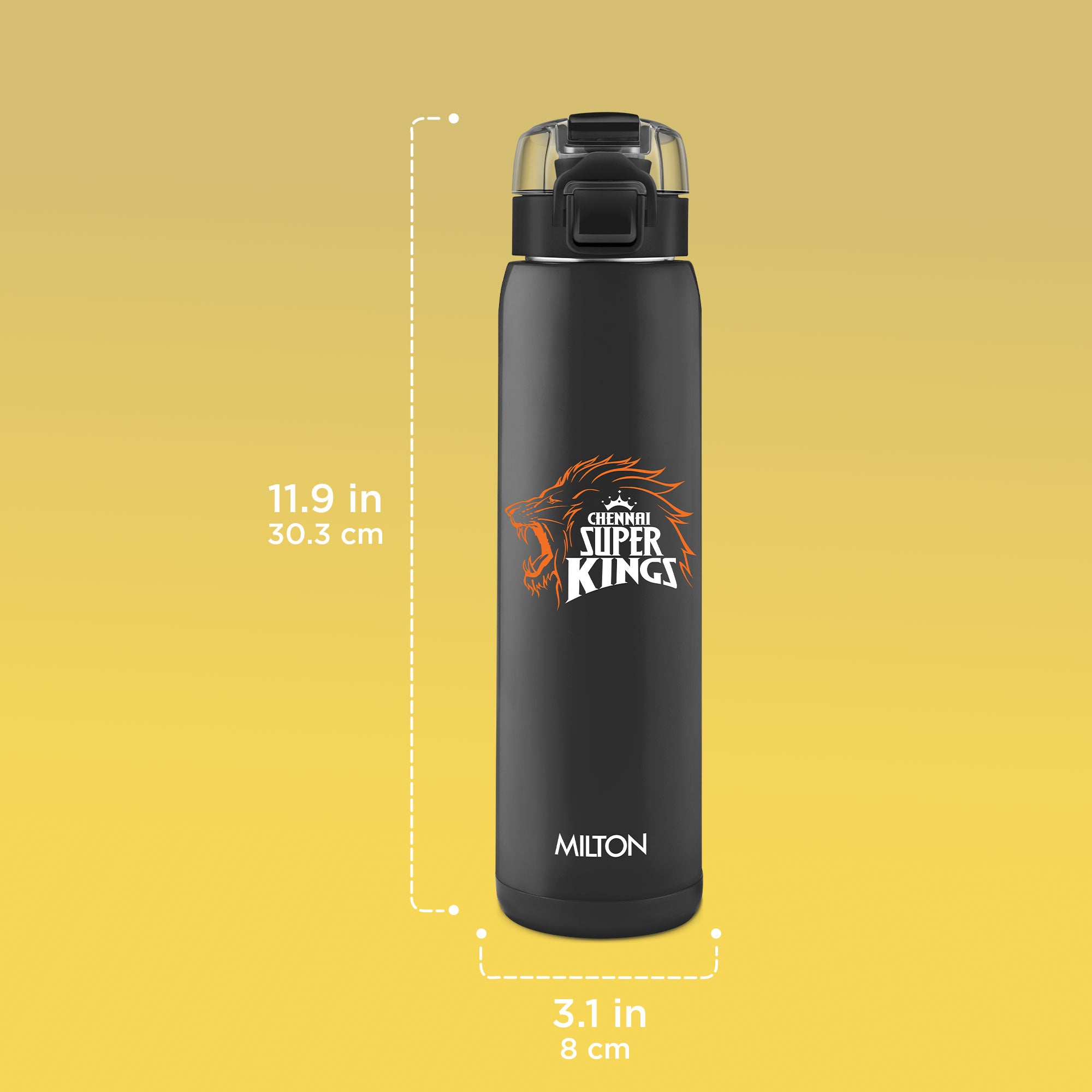 Sports Steel Edge UV Printing Thermoware Bottle With Twin Lid - Chennai Super Kings (CSK) - Milton